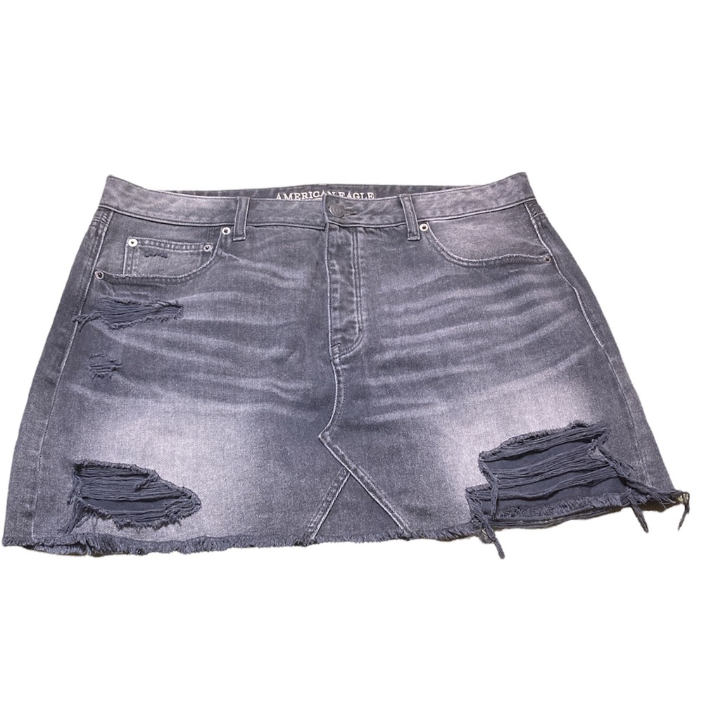 American Eagle Outfitters Gray Denim Distressed Skirt Plus Size 18